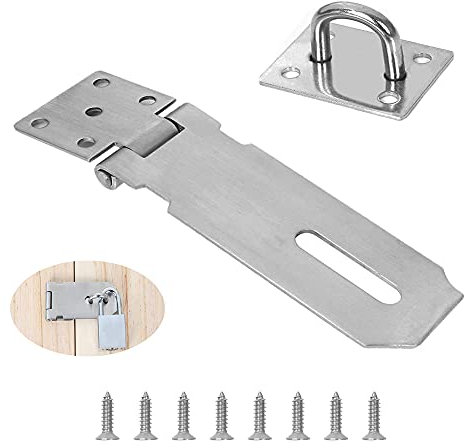 TSKDKIT Vorhängeschloss Haspe Edelstahl Türverschluss Riegel Silber Türschloss Bügel Haspe und Klammer Metall Türschloss Hasp für Tür Fenster Schrank Haustierkäfig Kisten