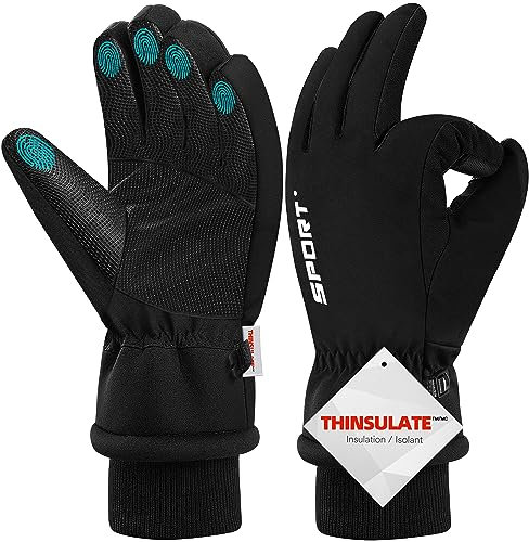 DYGSWIN Wasserdicht Winterhandschuhe, Skihandschuhe Touchscreen Handschuhe Herren Damen, 3M Thinsulate Warme Fahrradhandschuhe für Laufen Skifahren Wandern Motorrad Radfahren
