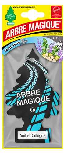 Arbre Magique Mono, Profumatore Auto, Fragranza Amber Cologne, Profumazione Legnosa e Avvolgente, Durata fino a 7 Settimane, Made in Italy, Confezione da 1 Pezzo