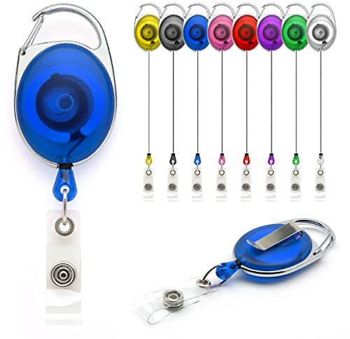 Blau Ausweisjojo Schlüssel JoJo mit Gürtel Clip Spulen 10 Stück, Ausweis für ID Badge Holder Yoyo Einziehbarer Kartenhalter Schlüsselkarten Schlüsselanhänger Set Schlüsselring Retractable