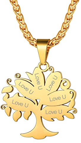 Suplight Collar Árbolde la Vida Colgantes Personalizados Collar con Piedra Natural Colgante Arbol de la Vida Dorado