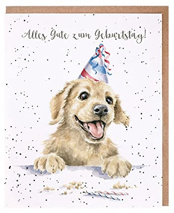 Wrendale - GOC049 - Grußkarte, Doppelkarte mit Umschlag, Hund, Alles Gute zum Geburtstag!, 17cm x 14cm