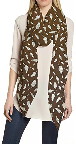 Lina & Lily Damen Schal mit Federmuster Metallic (Braun-Silber)