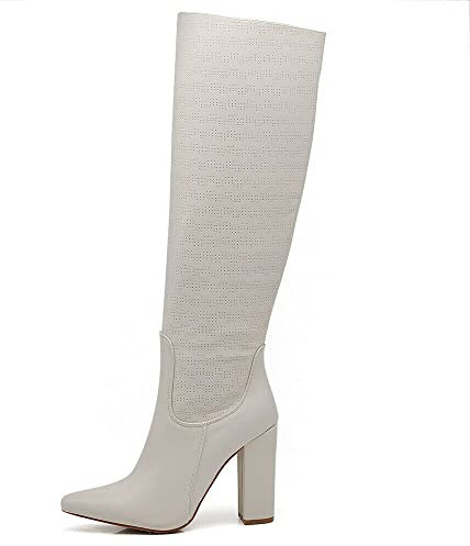 IF FASHION Stivali Alti A Punta Primaverili Estivi Con Tacco Alto Da Donna 402 Beige N.40
