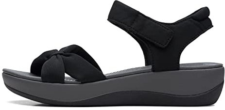 Clarks Women's Arla Shore Flat Sandal, Black Text, 7 UK