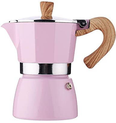 Milageto Tragbare Espressokanne, Rosa, Achteckig, für Den Heimgebrauch in Der Küche, Camping, Café, 300ml