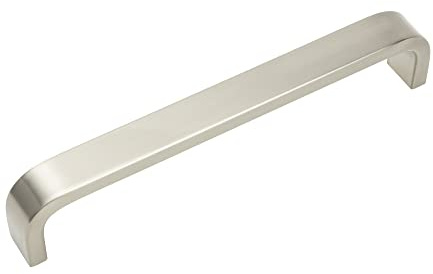 Decoranddecor Sable D Shaped Aluminium Kitchen Cabinet Pull Handles (128mm Hole Center, Satin Nickel)