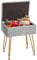 YMYNY Schminkhocker Stuhl mit Stauraum, quadratischer Hocker aus Samt, moderner multifunktionaler Make-up-Hocker für Schlafzimmer, Wohnzimmer, Büro, goldene Beine, 40 x 29.5 x 48 cm, Graublau HBD024G