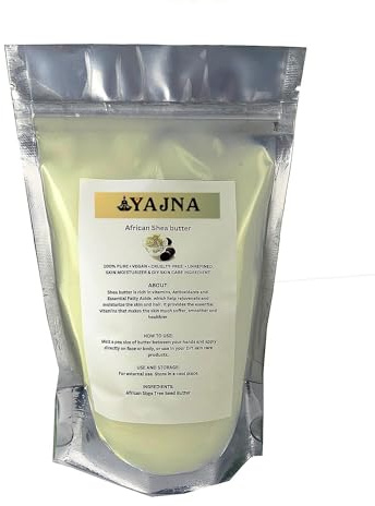 Yajna Organic Raw African Shea Butter 100% Pure,Natural & Unrefined| Skin Moisturizer For Face, Body & Hair| 4 OZ/115 GM Ivory/White Grade A | DIY Creams, Balms, Lotions, Soaps| Moisturizes Dry Skin