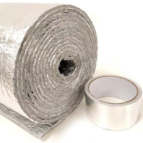 Aislante Térmico Reflexivo con Espuma (1m x 1,20m) + Cinta Aluminio. Alto poder aislante para viviendas, oficinas, caravanas, garajes, casetas para mascotas
