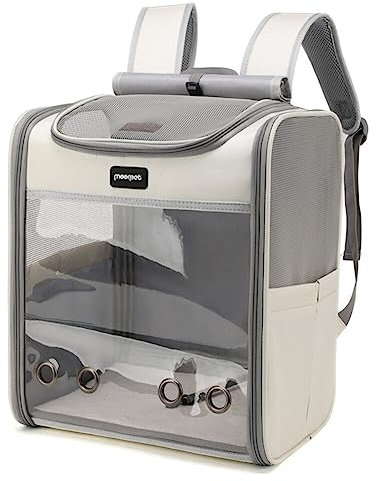 Haustier Rucksäcke für Hund Katzen 10kg, Atmungsaktiv und Faltbare Haustier Rucksack mit Transparentes Fenster Haustiertransporter Hunderucksack Katzenrucksack Tragbare Tragetasche Reise Zug Auto