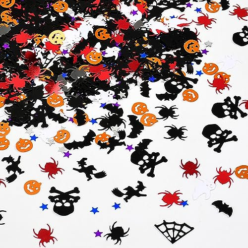 KOBOKO 800 Stück Halloween Party Confetti,Halloween Konfetti Tisch Dekotisch Deko Kürbisse Spinnen Fledermäuse Hexen Schädel Netze Geist Halloween Tisch Konfetti für Halloween Party Dekorationen