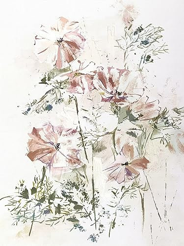 STYLER Leinwandbild Pink Flowers 60 x 80 cm (AUFHÄNGFERTIG) – Romantische Blütenpracht in zartem Altrosa – Elegante Kunst im Hochformat