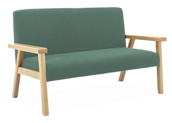 Kinderbank aus Holz und khakifarbenem Cord, Isak, B 84 x T 43,5 x H 50cm