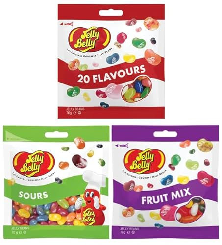 Jelly Belly Mix - 20 Flavours Mix mit den beliebtesten Sorten, Fruit Mix und Sours - Jelly Beans (3 x 70g)