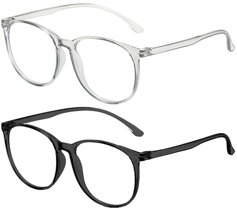 2 Stück Brillen Mit Rundem Rahmen, Anti-Blaulicht-Brille, Computer-Gaming-Brille, Nicht Verschreibungspflichtige Brille Für Männer Und Frauen, Anti-Uv-Brille, Geeignet Für Reisen Und Partykleidung