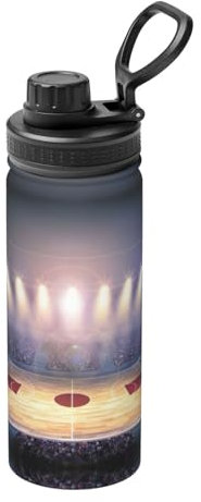 DEXNEL Basketball Arena Bouteille d'eau isotherme en acier inoxydable anti-fuite pour sport, gym, voyage - 532 ml