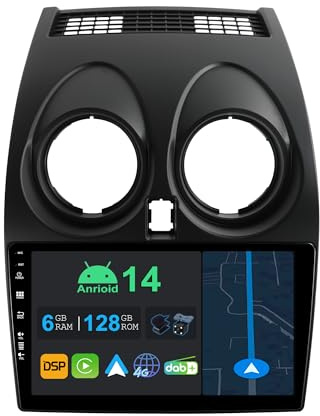 YUNTX 9 Zoll Android 14 Autoradio mit Navi Für Nissan Qashqai J10 2008-2014 | Octa Core | 6GB 128GB | Eingebaut 4G LTE | CarPlay & Android Auto | DSP | DAB | HDMI | Dual Band WiFi | Bluetooth 5.0