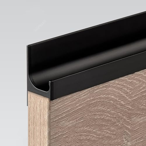 SANJIAOJIA Tiradores Ocultos para Cocina Negro Tiradores Armarios,Manija Oculta de Aluminio,Manijas de Cajón Moderno con Tornillos,para Gabinetes Puerta,Personalizado,1 Pieza (Length:600mm)