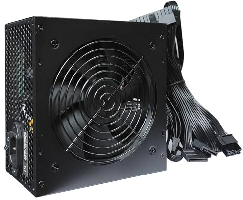 JUSTOP Fuente de alimentación ATX de 500 W ATX 80 Plus con ventilador de refrigeración de 120 mm, 4+4 pines 12 V, PCI-E dual, 6 SATA