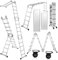 Peviasot Mehrzweckleiter 5.8M, Multifunktionsleiter 4x5 Stufen, 7in1 Alu Vielzweckleiter Klappleiter mit 2 Plattform und Räder, Trittleiter bis 150 kg, Multifunktionsleiter 20 Stufen, Silber