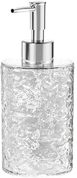 Handseifenflasche Badezimmer Duschgel Shampoo Schaumspenderflasche Transparente Nachahmung Glas Manuell drückende Flasche(White,Round)