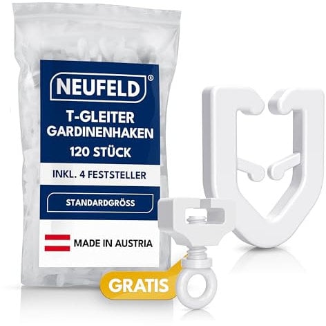 NEUFELD® 120 ganci a T (inclusi 4 fermi), per binari a T, per roulotte, dimensioni standard