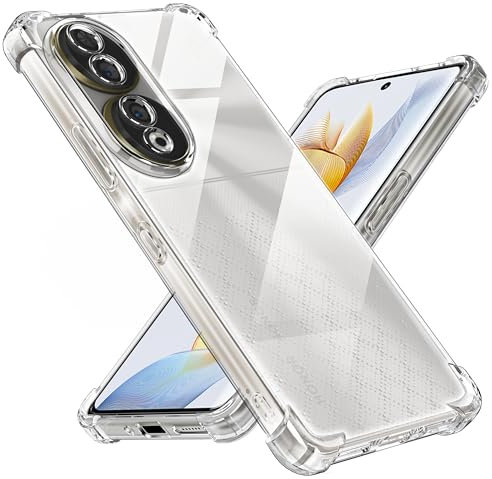 Tentoki Funda para Honor 90 5G, [Built in Air Cushion] TPU Carcasa Protectora Ultradelgada a Prueba de Golpes, Previene el Amarillamiento,Transparente