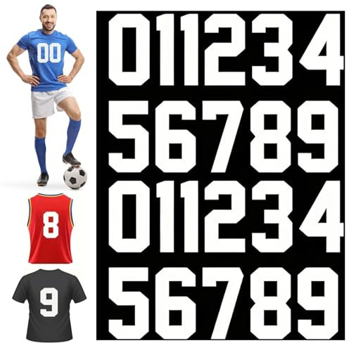 22 Piece Iron on Numbers, 8 Inch Tear-Proof Iron On Numbers for Team Clothing Football Shirts, Washable Iron On Heat Transfer Numbers for Sport Jerseys T Shirts Clothes Slogan Printing Crafts (White)