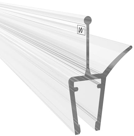 WAKA® Premium - Porta doccia e labbro doccia PRO-I, guarnizione per doccia ottica, trasparente, guarnizione per porta in vetro da 6 a 8 mm, 100 cm per box doccia e porta doccia, compatibile con una