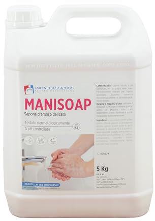 IMBALLAGGI 2000 - Sapone Liquido Mani Professionale 2 Saponi x 5kg Cremoso Delicato, Gel Sapone Mani Igienizzante Disinfettante Dermatologicamente Testato pH 5.5, Lavamani Ricarica Dispenser Industria