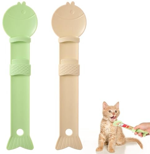 NJCXOLA 2 tiras para gatos, con cucharas para apretar, cucharas para comida para gatos, comederos para gatos, cuchara flexible para mascotas, cucharas para gatos con tiras para gatos