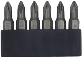 Juego de 6 puntas de destornillador JIS de 35 mm con punta magnética, vástago hexagonal de 1/4, acero de aleación S2 y tira de almacenamiento de 6 ranuras: perfecto para motocicletas, coches