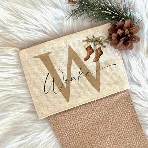 Manufaktur Liebevoll I Nikolausstrumpf Nikolausstiefel personalisiert Kinder Erwachsene Weihnachtsstrumpf Name Weihnachtsstiefel Nikolaussocke Mädchen Jungen Monogramm (Wenke)