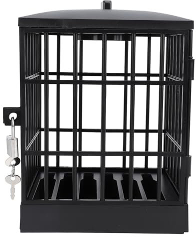 Cell Phone Jail, Smartphone Stand Holder, Classroom Home Office Storage Gadget, with Secure Locking Mechanism, for Controlling Kids' Access (All Black)
