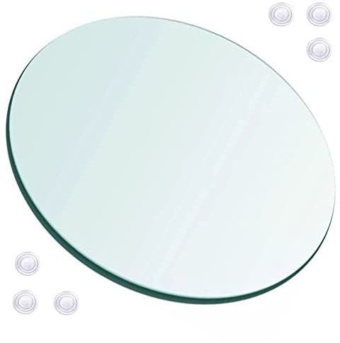 Plateau rond en verre trempé solide et résistant aux hautes températures, non fragile, 0,6 cm d'épaisseur