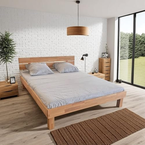 WEBER INDUSTRIES Lit Riva 160x200 cm avec sommier/Hêtre Massif huilé