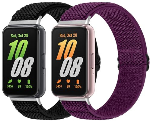 SOiiKE 2 Pièces Élastique Bracelets Compatible avec Samsung Galaxy Fit 3, Bracelet de Sport Remplacemen en Nylon pour Samsung Galaxy Fit 3, Femmes Hommes