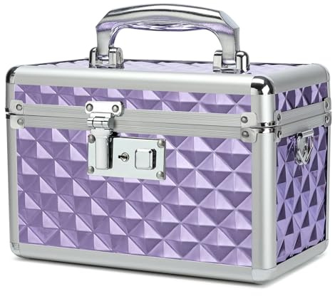 HEWEI WORKS Medizin box, abschließbare Medikamentenbox, leere Erste-Hilfe-Box, Sicherheitsbox, vielseitige abschließbare Box für Zuhause und im Freien (Purple, Small)