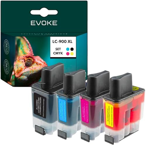 EVOKE LC900 Patronen Set kompatibel zu Brother DCP-110C DCP115C MFC410CN (CMYK Set) 2150 Seiten 70ml