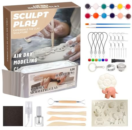 Dgayaeic Lufttrocknender Knete Für Kinder, Sichere Weiche Selbsthärtende Knete Mit 12-Farben Malset, Zubehör Für Modellieren Bemalen Drinnen Draußen Zuhause Klassenzimmer Schule