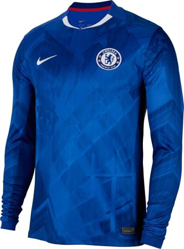 FC Chelsea 2025/26 Stadium Home Nike Replica Long Sleeve Football Jersey with Dri-FIT Technology for Men HV9258