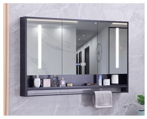 Modern LED Bathroom Mirror Cabinet with Dehumidifier & Storage - Wall Mounted, 47.2x29.5in, Sleek Design, Energy Efficient, Perfect for Small Spaces