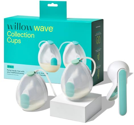 Willow Wave - bärbar manuell bröstpump - anpassar sig helt till behån - ergonomiskt handtag - bärbar amningspump - sjukhuskvalitetsugning - essentials efter förlossningen
