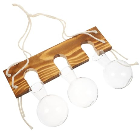 CORHAD Wandhängender Hydroponischer Pflanzkasten aus Glas und Holz mit Seil Mehrzweck Wasserpflanzen Vase für Büro und Hochzeitsdekoration Modernes Design