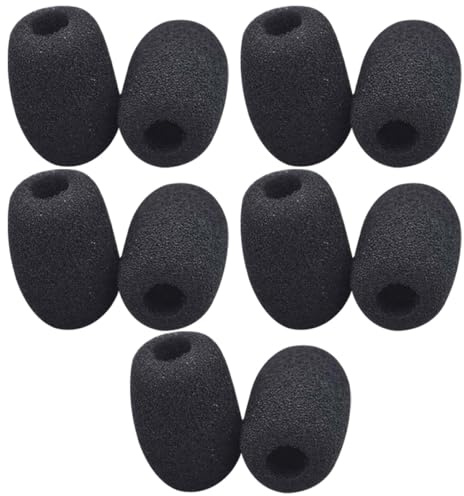 SILENRADAWN Mikrofon Windschutz mit Geräuschdämmung und Freihändiger Bedienung 10 Stück aus Schwarzem Schwamm für Headset und Ansteckmikrofon für Unterricht und Konferenzen