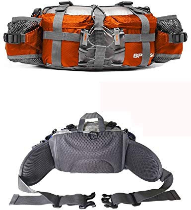 lucky ben Riñonera al aire libre para senderismo, pesca, ciclismo con soporte para botella de agua, Naranja, Talla única, Deportivo