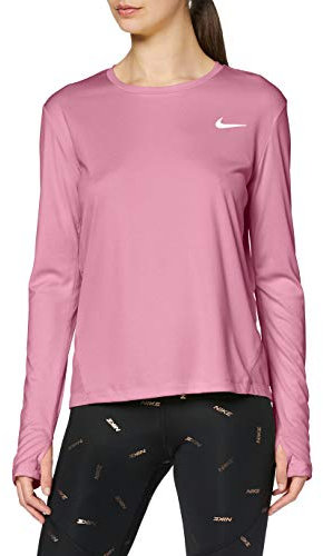 Nike W Nk Miler Top LS, T-Shirt A Manica Lunga Donna, Magic Flamingo/Reflective Silv, XL
