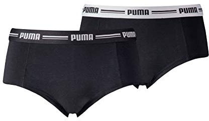 PUMA Damen Hipster Panties Iconic Women's Mini Short (2 Pack), Schwarz, S