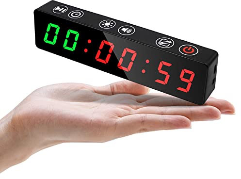 Jhering Temporizador de Gimnasio portátil, Reloj de Entrenamiento con batería Recargable, imán Integrado, Cuenta atrás para Gimnasio en casa, Garaje, Entrenamiento a intervalos, EMOM, Boxeo